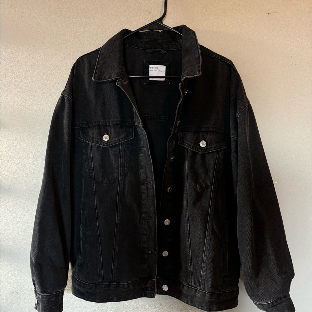 Bershka Oversized Black Jean Jacket in size S
